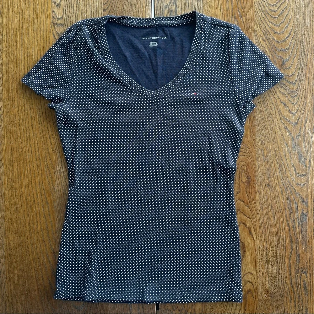 Bundle Tommy Hilfiger Long Short Sleeve T-Shirts White Navy Red Stripes Spots - Picture 7 of 10